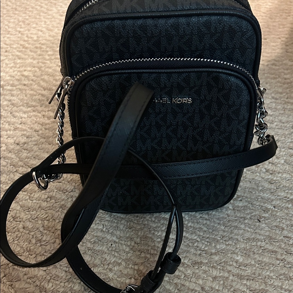 Michael Kors Black Signature MK Logo Crossbody Messenger